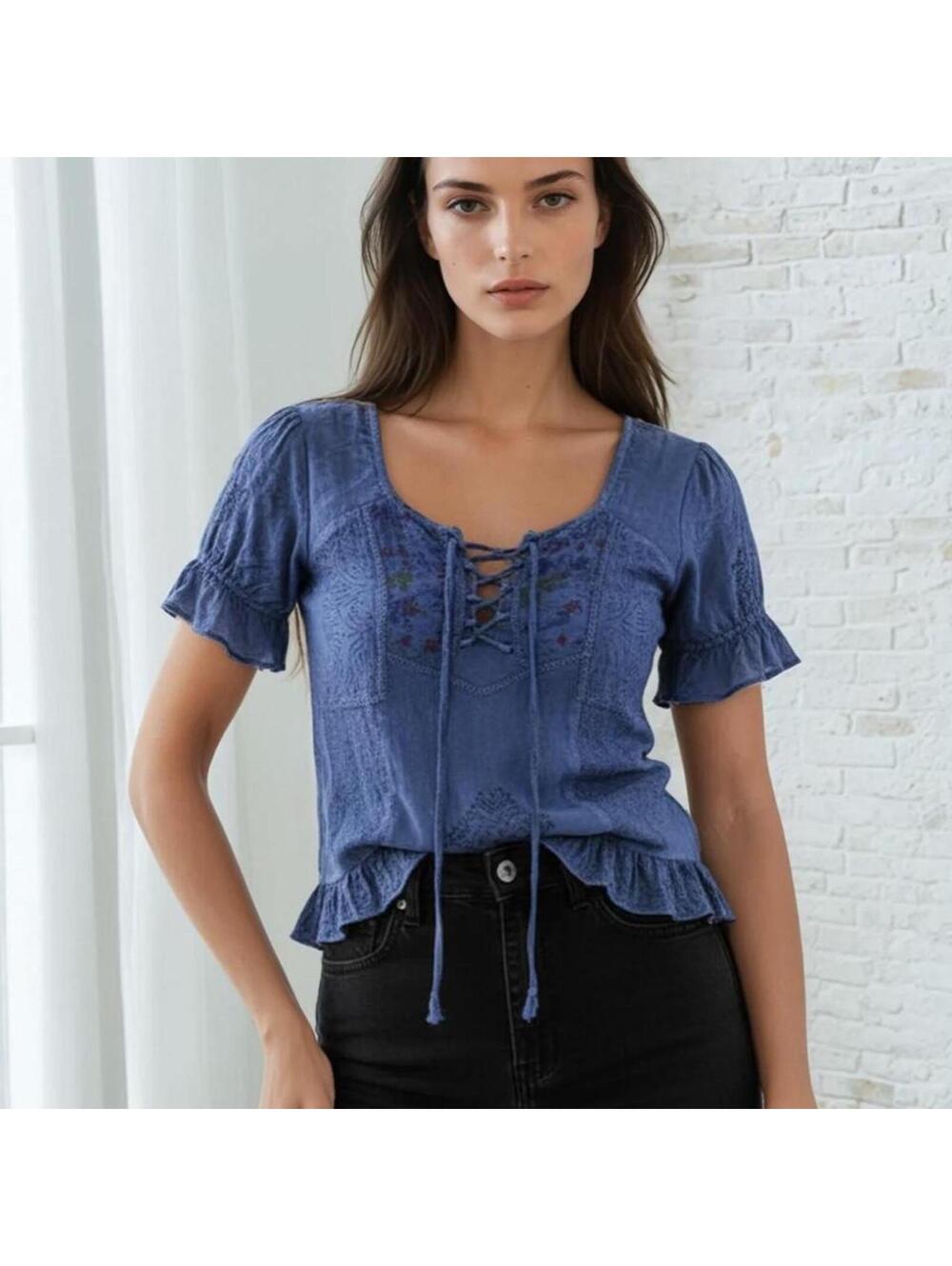 Women's Blue and Navy Blous